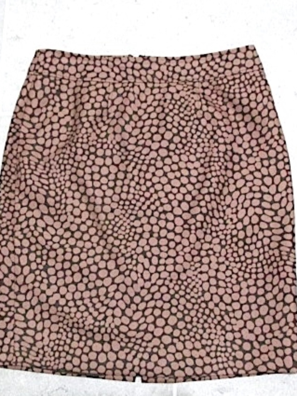 LOFT Chocolate Brown Tan Pebbles Silk Cotton Blend Pencil Skirt, Size 6